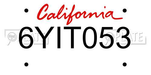 6YIT053 California License Plate