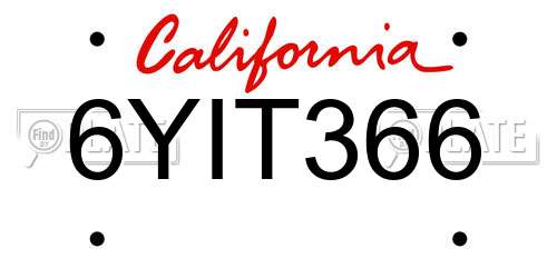 6YIT366 California License Plate