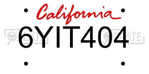 6YIT404 California License Plate