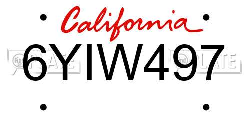 6YIW497 California License Plate