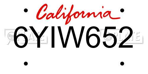 6YIW652 California License Plate