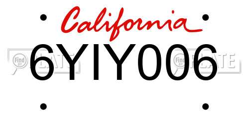6YIY006 California License Plate