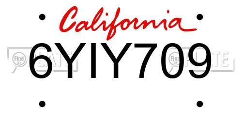 6YIY709 California License Plate