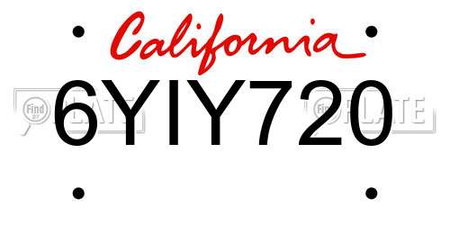 6YIY720 California License Plate