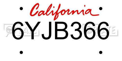 6YJB366 California License Plate