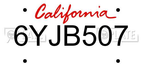 6YJB507 California License Plate