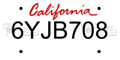 6YJB708 California License Plate