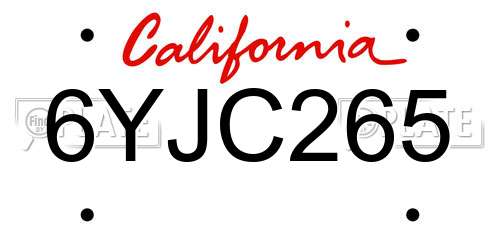6YJC265 California License Plate