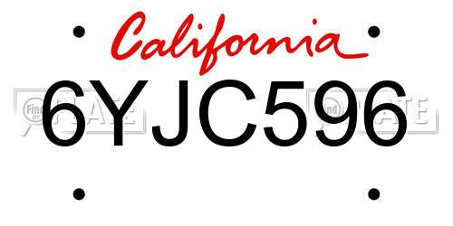 6YJC596 California License Plate
