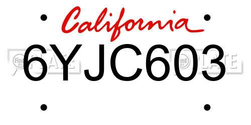 6YJC603 California License Plate