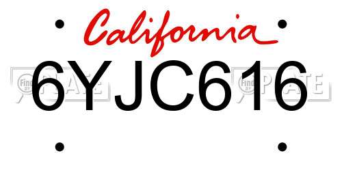6YJC616 California License Plate