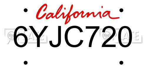 6YJC720 California License Plate
