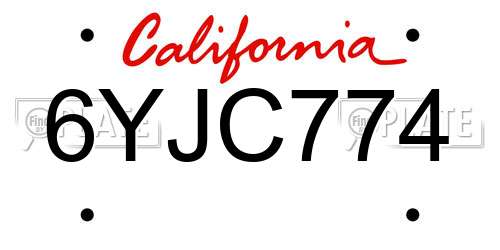 6YJC774 California License Plate