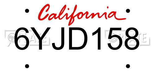 6YJD158 California License Plate