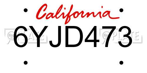 6YJD473 California License Plate