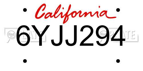 6YJJ294 California License Plate