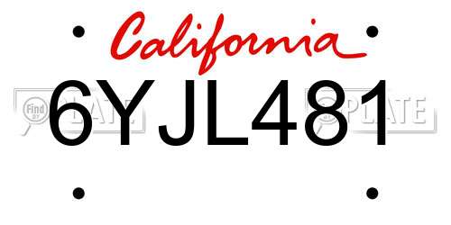 6YJL481 California License Plate