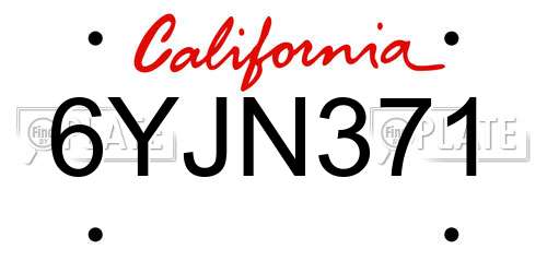 6YJN371 California License Plate