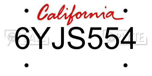6YJS554 California License Plate