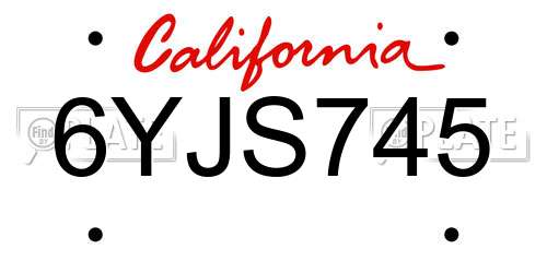 6YJS745 California License Plate