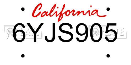 6YJS905 California License Plate