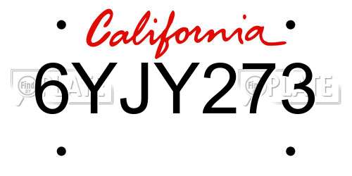 6YJY273 California License Plate