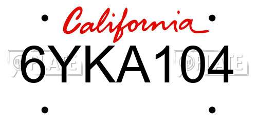 6YKA104 California License Plate