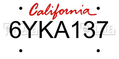 6YKA137 California License Plate