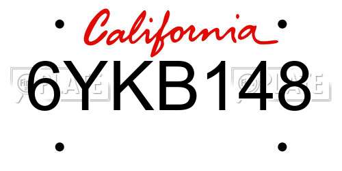 6YKB148 California License Plate