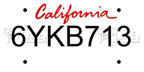 6YKB713 California License Plate