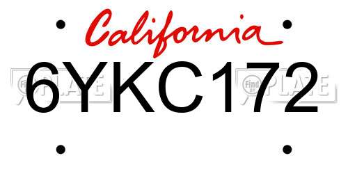 6YKC172 California License Plate