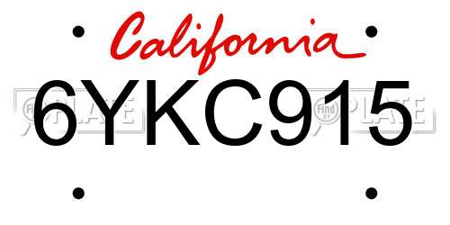 6YKC915 California License Plate