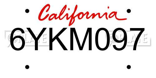 6YKM097 California License Plate