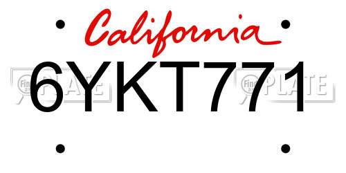 6YKT771 California License Plate