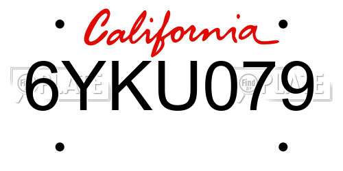 6YKU079 California License Plate