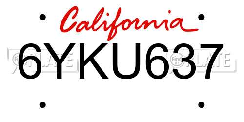 6YKU637 California License Plate
