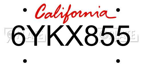 6YKX855 California License Plate