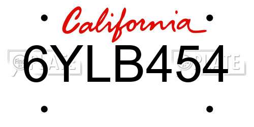 6YLB454 California License Plate