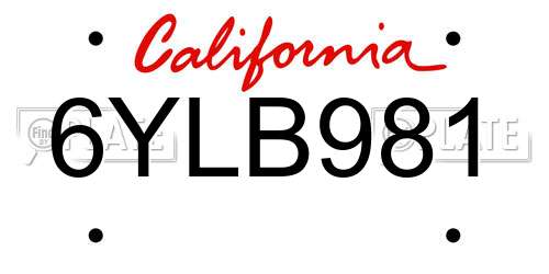 6YLB981 California License Plate