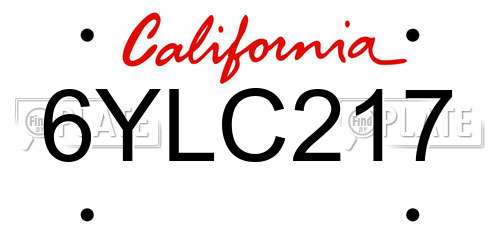 6YLC217 California License Plate