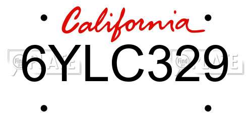 6YLC329 California License Plate