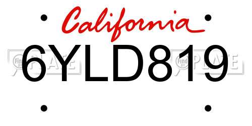 6YLD819 California License Plate