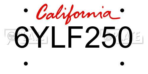 6YLF250 California License Plate