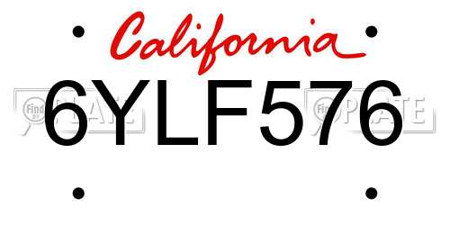 6YLF576 California License Plate