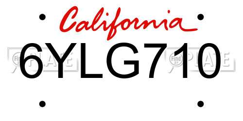 6YLG710 California License Plate