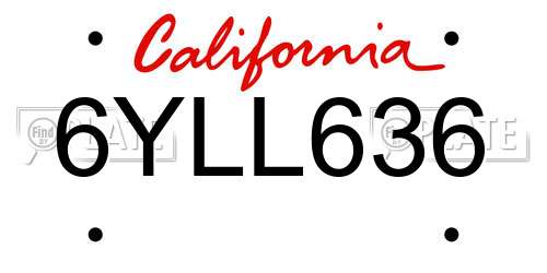 6YLL636 California License Plate