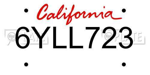 6YLL723 California License Plate