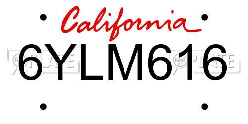 6YLM616 California License Plate