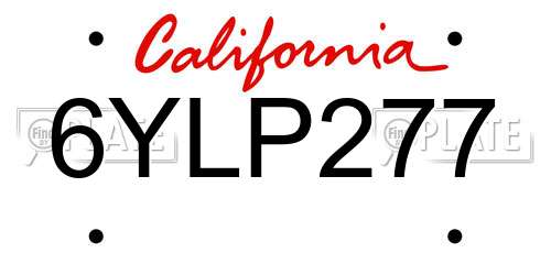 6YLP277 California License Plate
