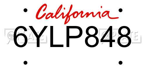6YLP848 California License Plate